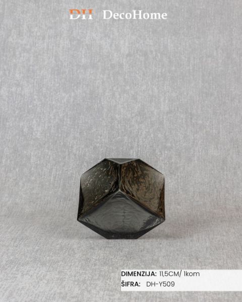 Slika Stakleni ukras crna kocka 11,5cm / 1kom - DH-Y509