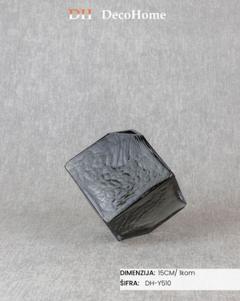 Slika Stakleni ukras crna kocka 15cm / 1kom - DH-Y510