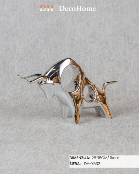Slika Keramički srebrni ukras bik 28*18CM / 1kom - DH-Y532