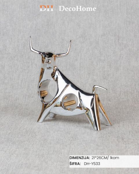 Slika Keramički srebrni ukras bik 21*26CM / 1kom - DH-Y533