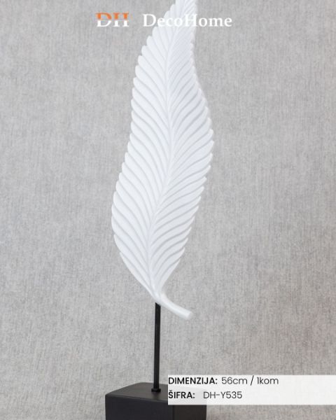 Slika Keramički beli ukras sa crnim potoljem list 56cm / 1kom - DH-Y535