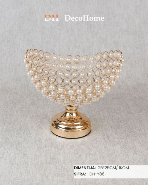 Slika Biserna činija sa zlatnim postoljem 25*25 / 1kom - DH-Y86