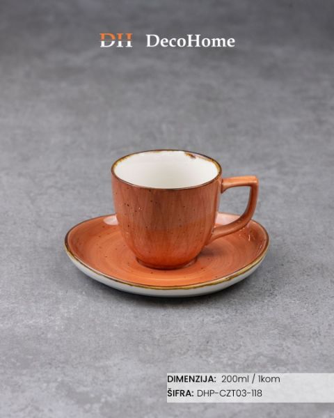 Slika Porcelanska šolja + tacna 200ml / 1kom - DHP-CZT03-118