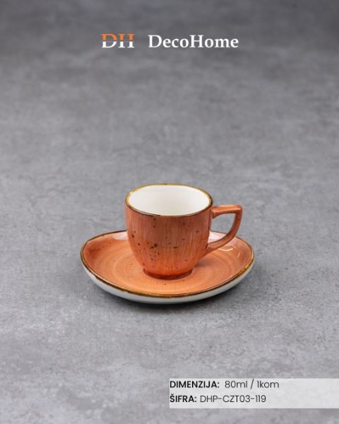 Slika Porcelanska šolja + tacna 80ml / 1kom - DHP-CZT03-119