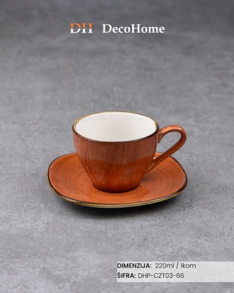 Slika Porcelanska šolja + tacna 220ml / 1kom - DHP-CZT03-66