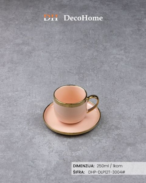 Slika Porcelanska šolja + tacna 250ml /1kom - DHP-DLP12T-3004#