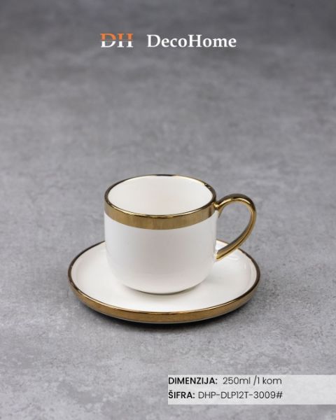 Slika Porcelanska šolja + tacna 250ml / 1kom DHP-DLP12T-3009#