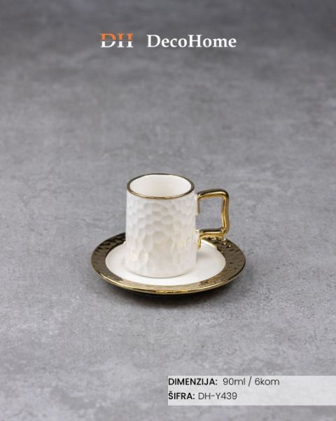Slika Keramičke šolje belo-zlatne 90ml / 6kom - DH-Y439
