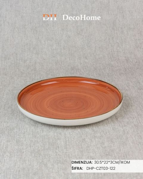 Slika Porcelanski tanjir 30.5*22*3cm / 1kom - DHP-CZT03-122