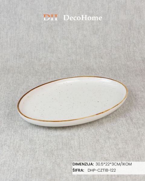 Slika Porcelanski tanjir 30.5*22*3cm / 1kom - DHP-CZT18-122