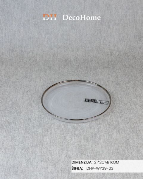 Slika Stakleni tanjir 21*2cm / 1kom - DHP-WY39-03