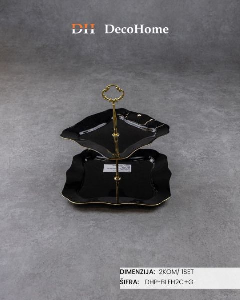 Slika Etažer crni 20.5*20.5*2.5cm/25*25*2cm / 1kom - DHP-BLFH2C+G