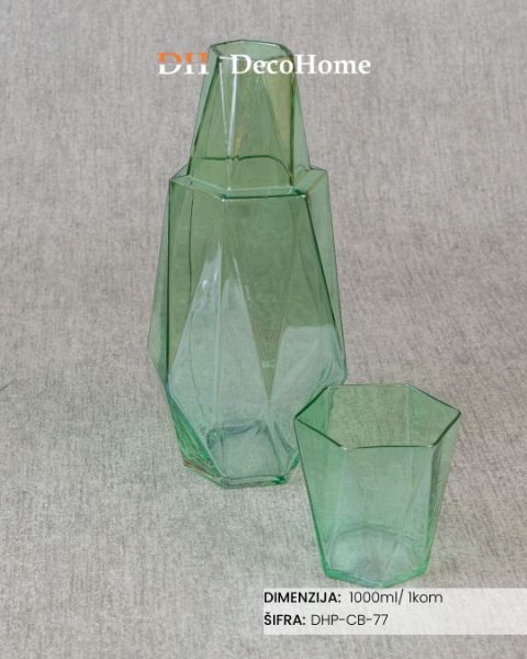 Slika Stakleni bokal sa čašom zeleni 1L / 1kom - DHP-CB-77