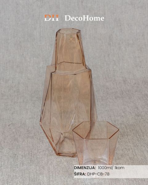 Slika Stakleni bokal za čašom braon 1L / 1kom - DHP-CB-78