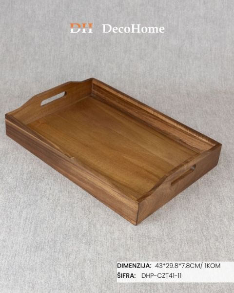 Slika Drveni poslužavnik 43*29.8*7.8cm / 1kom - DHP-CZT41-11