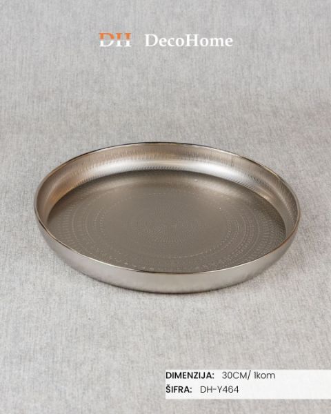 Slika Metalni srebrni poslužavnik / 1kom - DH-Y464