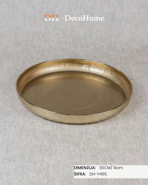 Slika Metalni zlatni poslužavnik / 1kom - DH-Y465