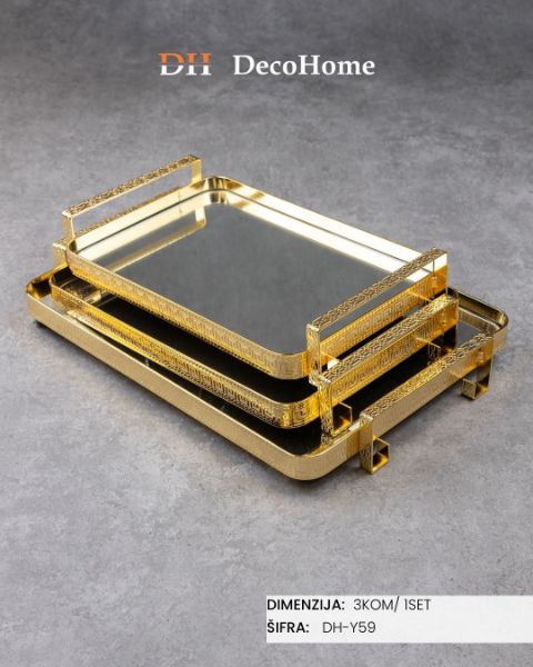 Slika Metalni poslužavnici 31.5*21.5*6cm/34*24.5cm/39.5*29.5cm / 3kom DH-Y59