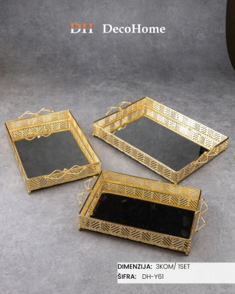 Slika Metalni poslužavnik 39*29*5cm/34*24*5cm/31*21*5cm / 3kom DH-Y61