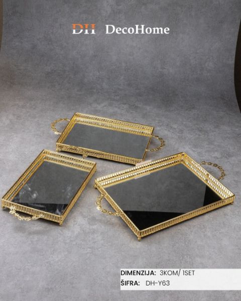 Slika Metalni poslužavnik 40*30cm/35*25cm/30*20cm / 3kom DH-Y63