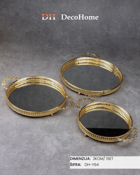 Slika Metalni poslužavnici 35*25cm/30*30cm/25*25cm / 3kom DH-Y64