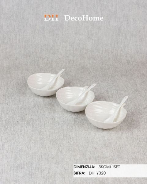 Slika Keramičke činije list sa kašičicama / 3kom - DH-Y320