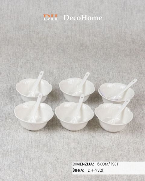 Slika Keramičke činije cvet sa kašičicama / 6  kom - DH-Y321