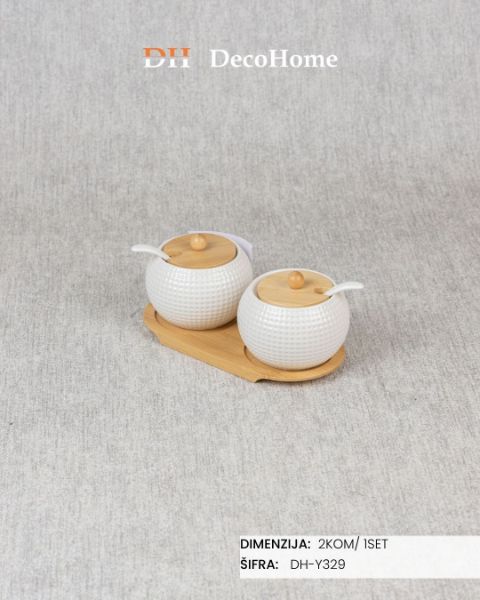 Slika Keramičke posude za začine sa drvenim poklopcem / 2kom - DH-Y329