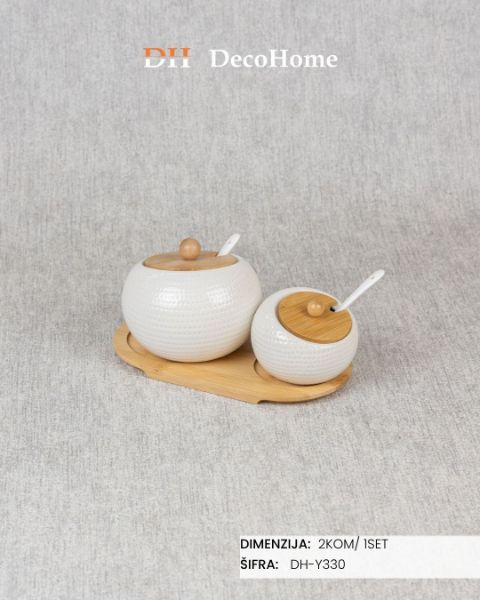 Slika Keramičke posude za začine sa drvenim poklopcem / 2kom - DH-Y330