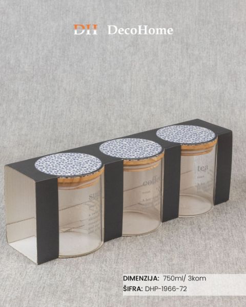 Slika Staklena tegla 750ml / 3kom - DHP-1966-72