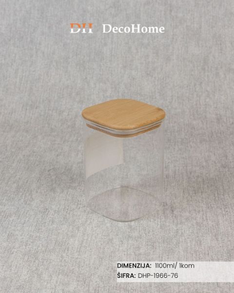Slika Staklena tegla sa drvenim poklopcem 1,1l / 1kom - DHP-1966-76