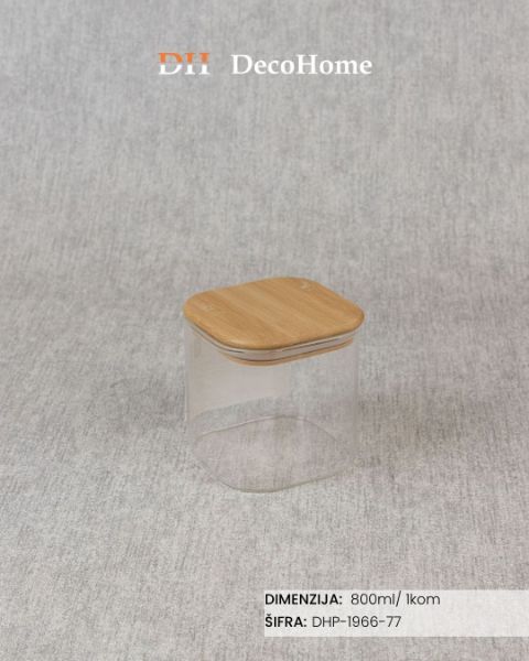 Slika Staklena tegla sa drvenim poklopcem 800ml / 1kom - DHP-1966-77