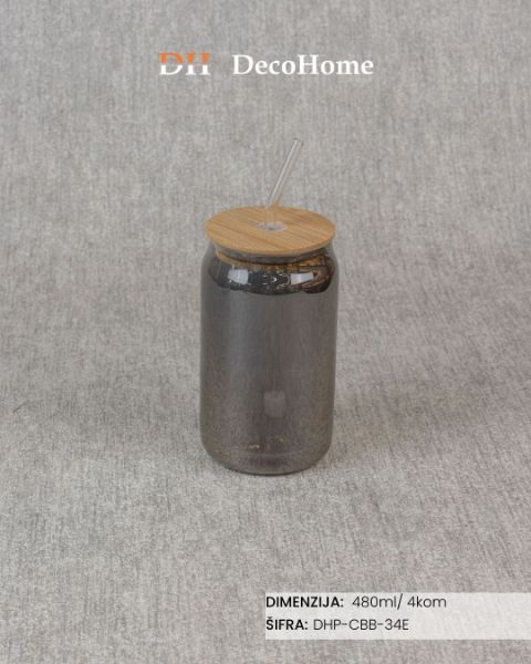 Slika Staklene tegle sive 480ml / 4kom - DHP-CBB-34E