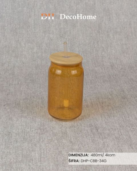 Slika Staklene tegle narandzaste 480ml / 4kom - DHP-CBB-34G