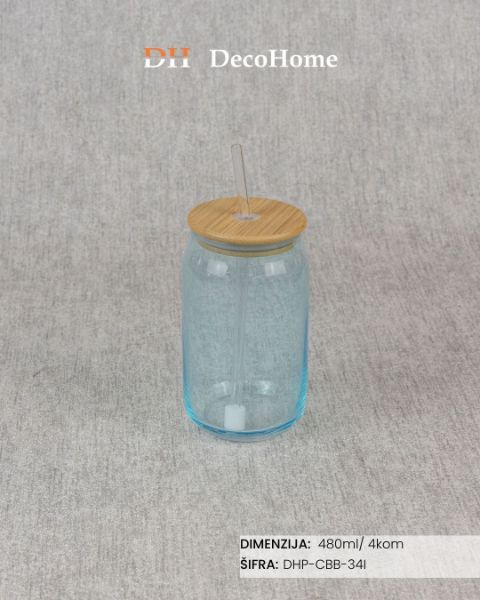Slika Staklene tegle plave 480ml / 4kom - DHP-CBB-34I