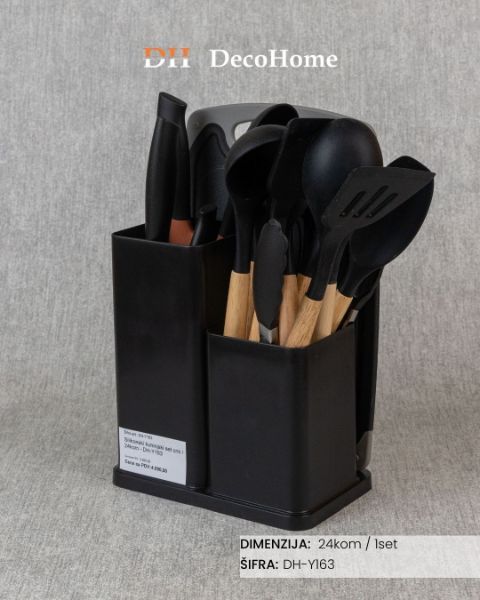 Slika Silikonski kuhinjski set crni / 24kom - DH-Y163