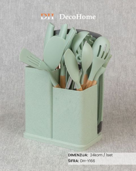 Slika Silikonski kuhinjski set zeleni / 24kom - DH-Y166