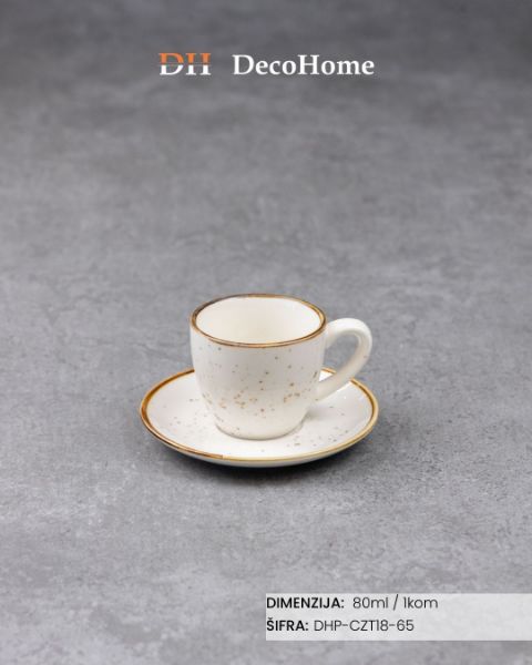 Slika Porcelanska šolja + tacna 80ml / 1kom - DHP-CZT18-65