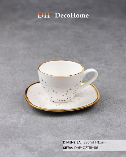 Slika Porcelanska šolja + tacna 220ml / 1kom - DHP-CZT18-66