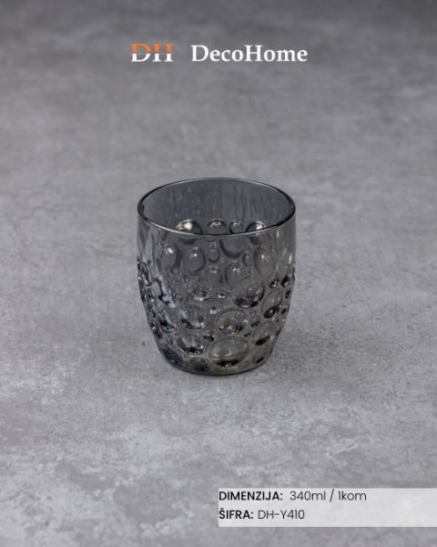 Slika Staklena čaša siva 340ml/ 1kom DH-Y410