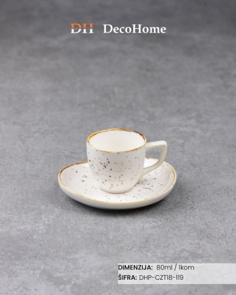 Slika Porcelanska šolja + tacna 80ml /1kom - DHP-CZT 18-119