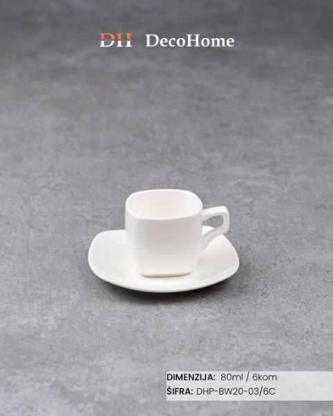 Slika Porcelanske šolje 80ml / 6kom - DHP-BW20-03/6C