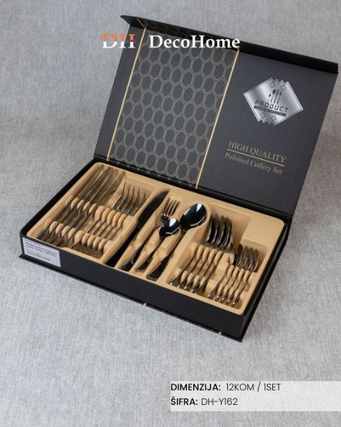 Slika Metalni crni escajg za 6 osoba / 24kom - DH-Y162