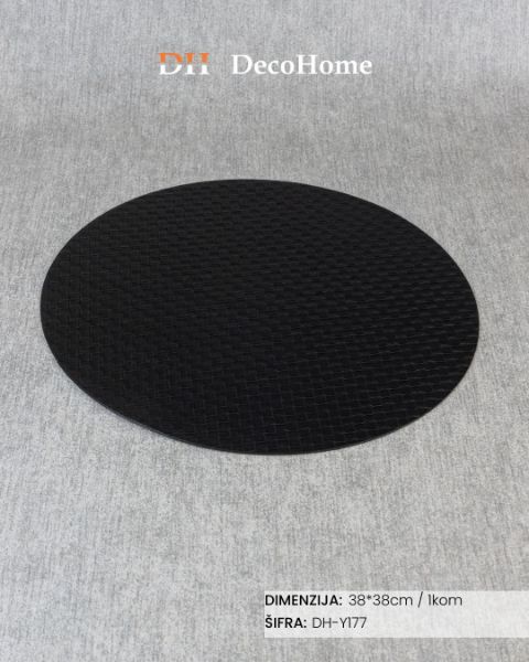 Slika Kožni podmetač za tanjire crni 38*38cm / 1kom - DH-Y177