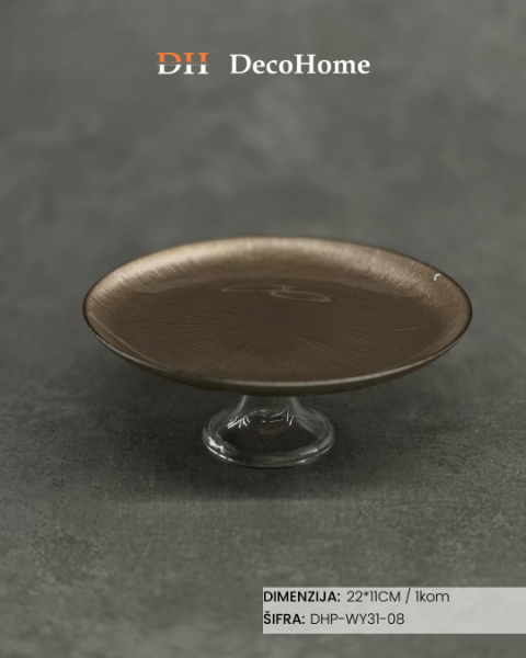 Slika Staklena činija sa postoljem 22*11cm / 1kom - DHP-WY31-08