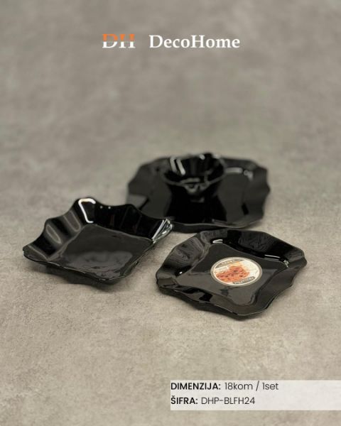 Slika Set za ručavanje od arkopala za 6 osoba crni / 24kom - DHP-BLFH24