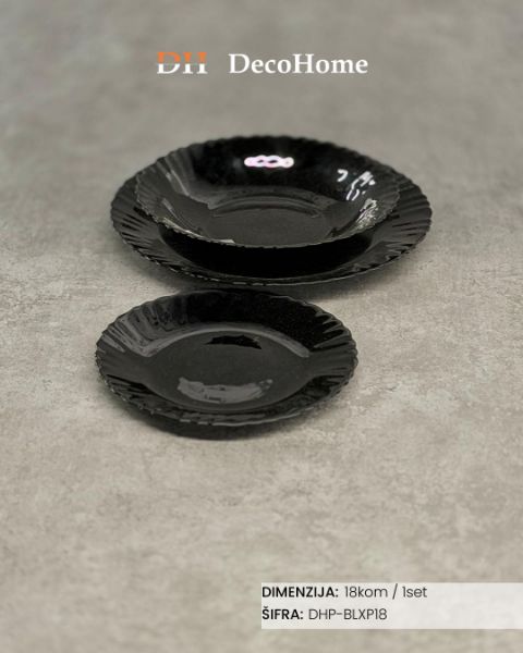 Slika Set za ručavanje od arkopala za 6 osoba crni / 18kom - DHP-BLXP18