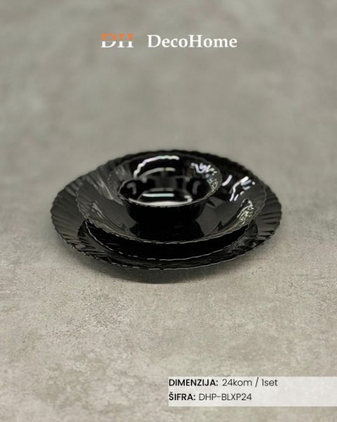 Slika Set za ručavanje od arkopala za 6 osoba crni / 24kom - DHP-BLXP24