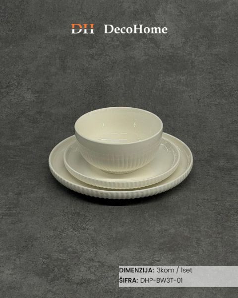 Slika Porcelanski set za ručavanje za 1 osobu / 3kom - DHP-BW3T-01