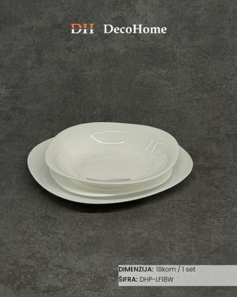 Slika Set za ručavanje od arkopala za 6 osoba beli / 18kom - DHP-LF18W